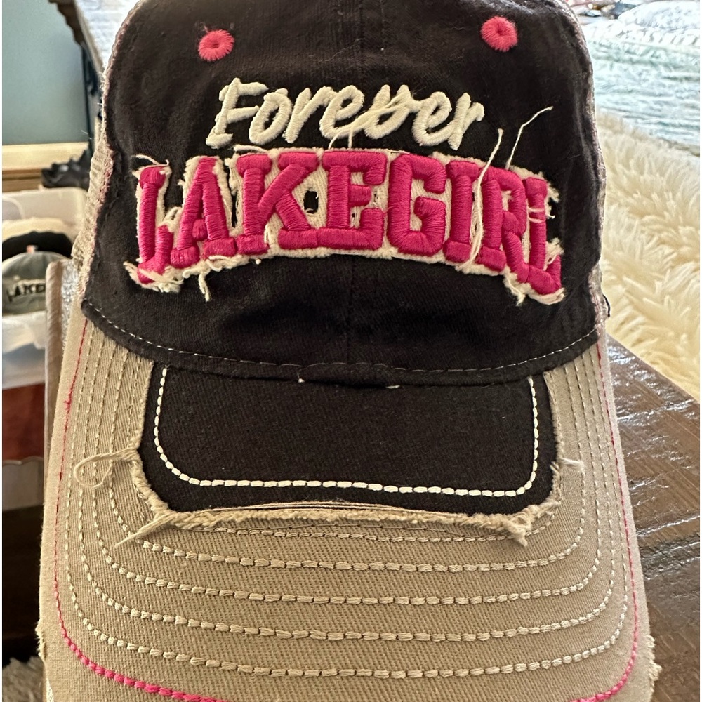 Lake Girl ball cap navy and pink